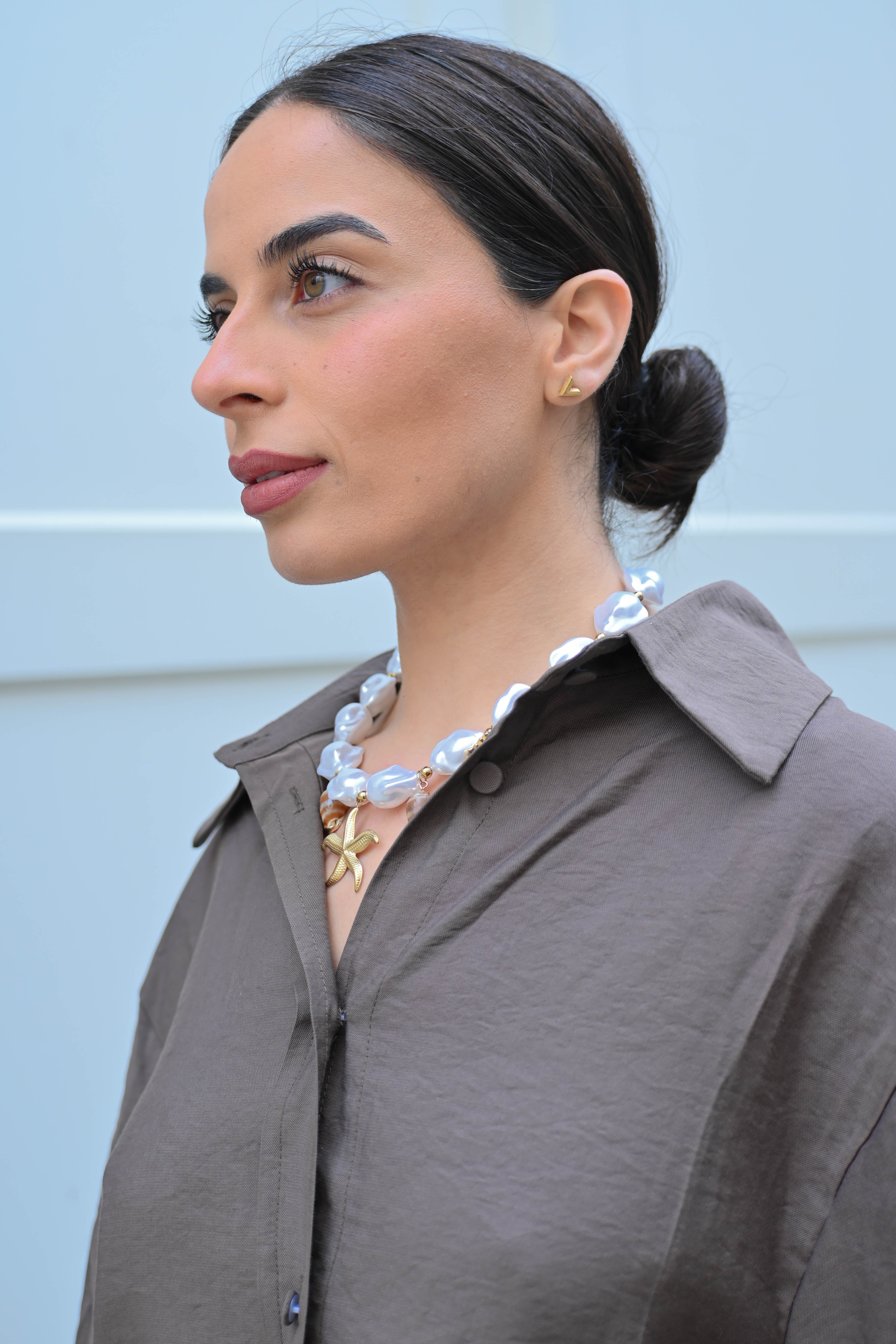 The Everyday Drape Shirt in Brown