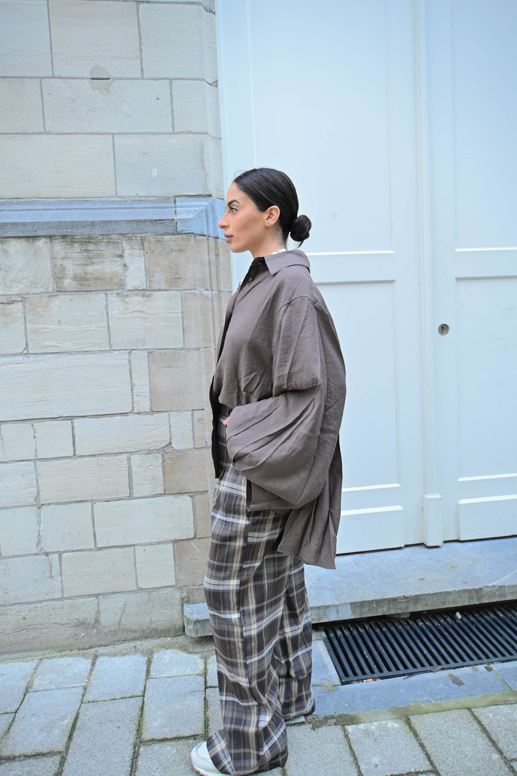 The Everyday Drape Shirt in Brown