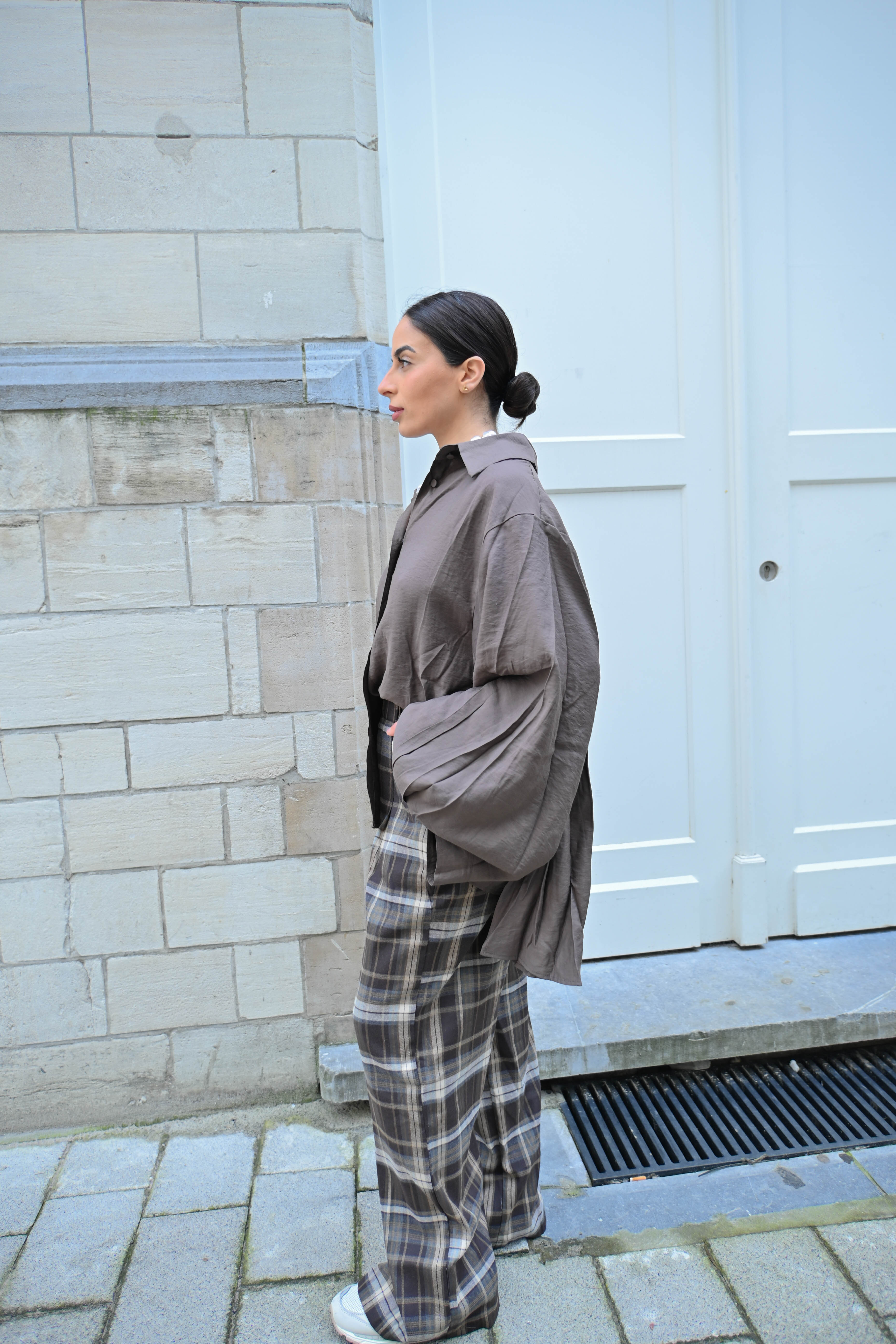 The Everyday Drape Shirt in Brown