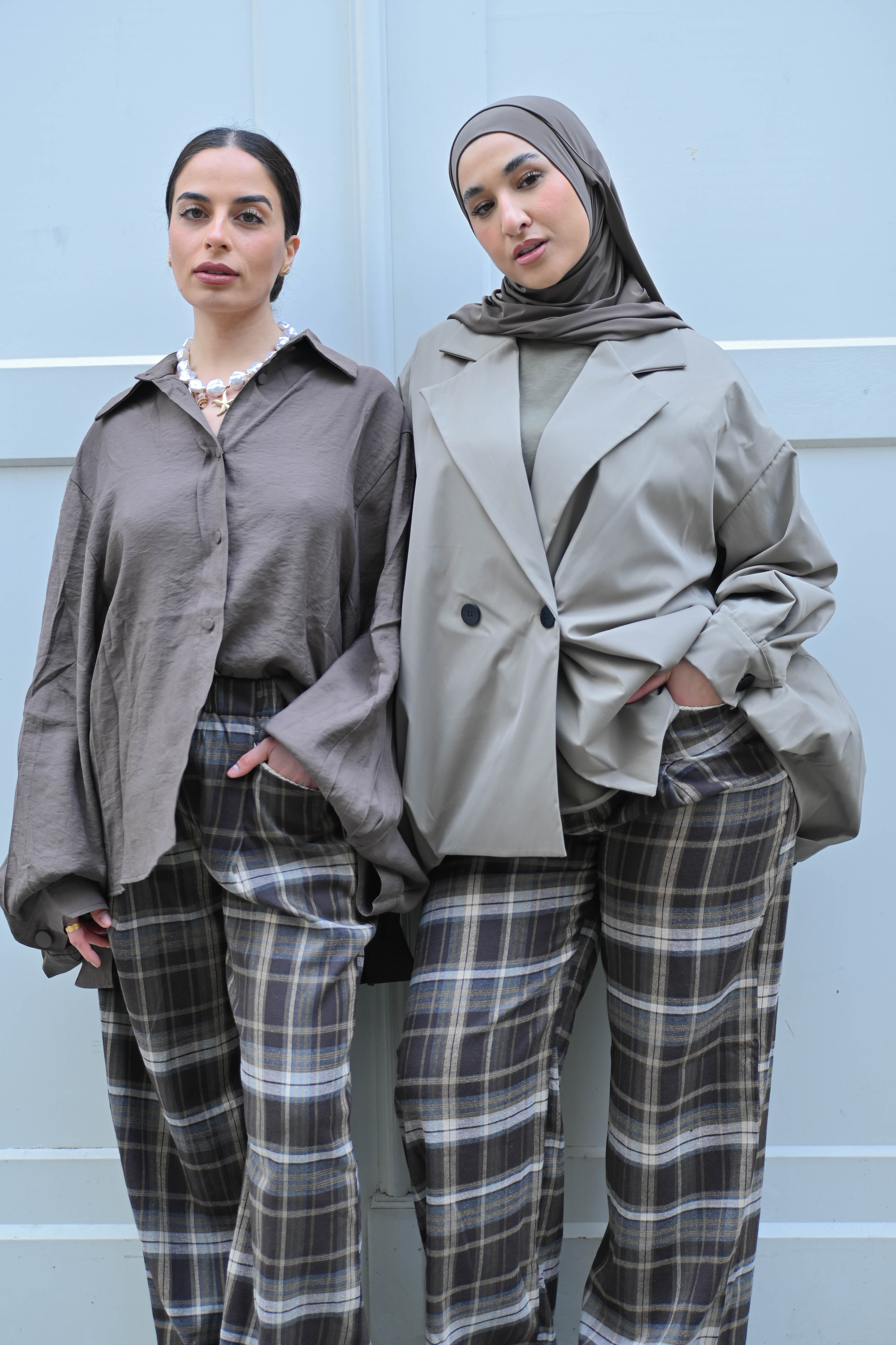 The Soft Check Trousers in Brown